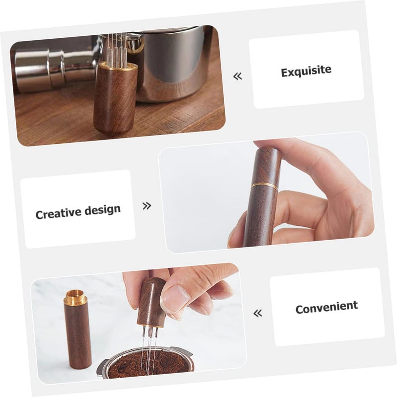 Wooden Espresso Stirring Needle For Even Coffee Grounds Compact Design With Storage Coffee Color - Image 3