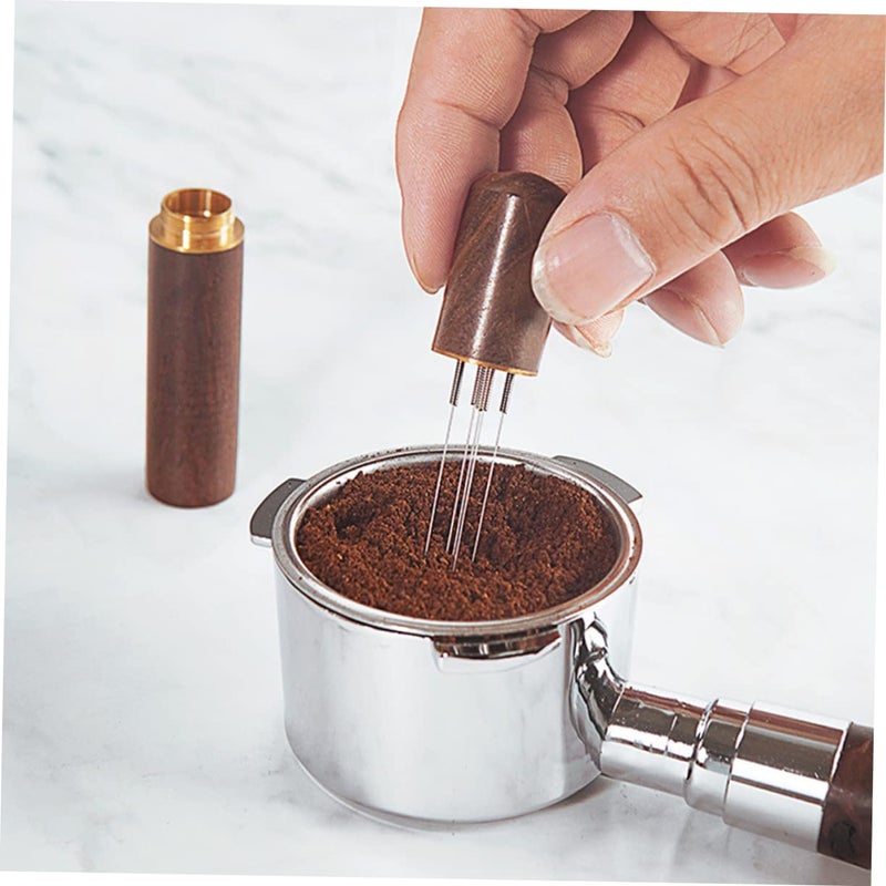 Wooden Espresso Stirring Needle For Even Coffee Grounds Compact Design With Storage Coffee Color - Image 4