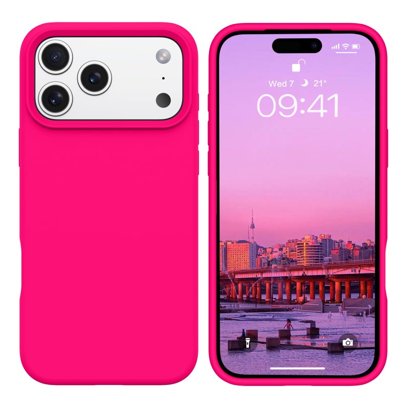 BENTOBEN for iPhone 17 Pro Max Case, Liquid Silicone Anti-Slip Microfiber Lining 17 ProMax Phone Case, Slim Soft Gel Rubber Anti-Scratch Shockproof Cover for iPhone 17 Pro Max 6.9" 2025, Hot Pink - Image 1