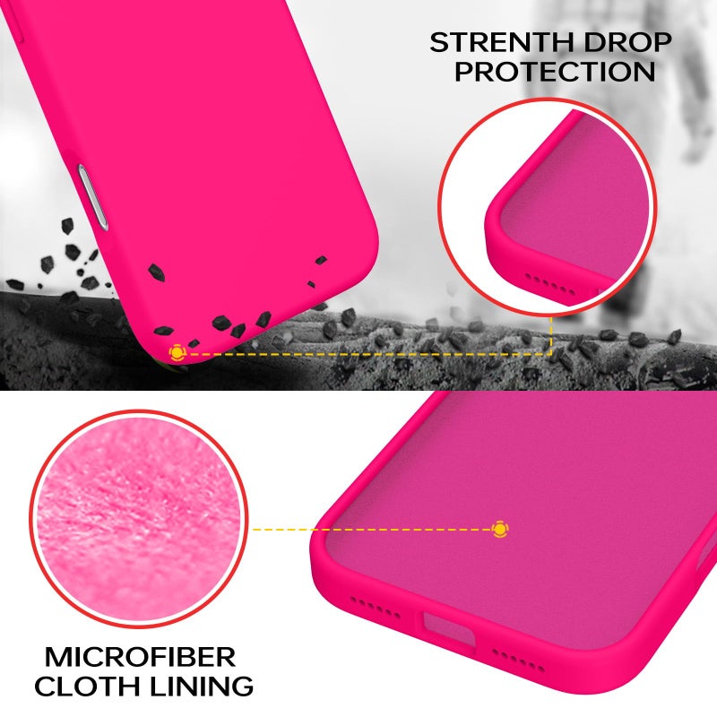 BENTOBEN for iPhone 17 Pro Max Case, Liquid Silicone Anti-Slip Microfiber Lining 17 ProMax Phone Case, Slim Soft Gel Rubber Anti-Scratch Shockproof Cover for iPhone 17 Pro Max 6.9" 2025, Hot Pink - Image 3