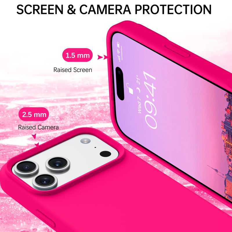 BENTOBEN for iPhone 17 Pro Max Case, Liquid Silicone Anti-Slip Microfiber Lining 17 ProMax Phone Case, Slim Soft Gel Rubber Anti-Scratch Shockproof Cover for iPhone 17 Pro Max 6.9" 2025, Hot Pink - Image 4