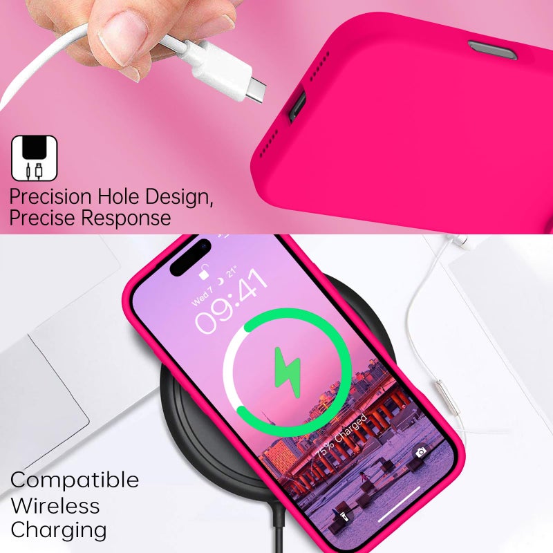 BENTOBEN for iPhone 17 Pro Max Case, Liquid Silicone Anti-Slip Microfiber Lining 17 ProMax Phone Case, Slim Soft Gel Rubber Anti-Scratch Shockproof Cover for iPhone 17 Pro Max 6.9" 2025, Hot Pink - Image 5