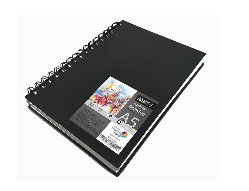 BRUSTRO Professional Pigment Based Fineliner - Pack of 8 (Black) with Artist Sketch Book 160 GSM A5 Wiro Bound (116 Pages) - Image 4