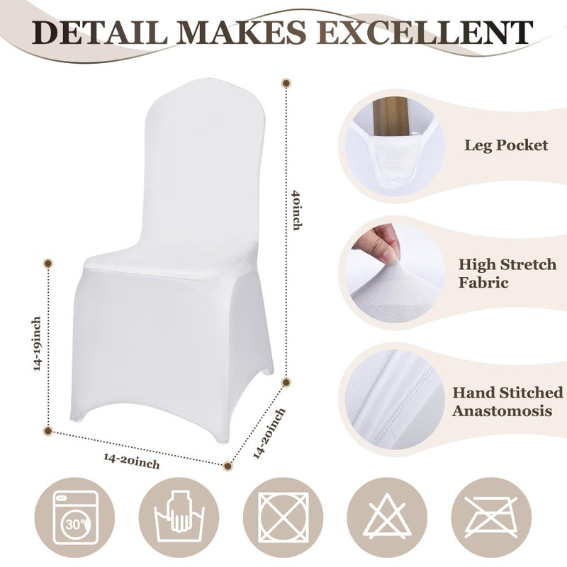 DREAMANIA Banquet Chair Covers - 100PCS Upgraded Stretch Dining Chair Covers - Protector for Wedding Holidays Banquet Party Celebration Event Hotel(White) - Image 3