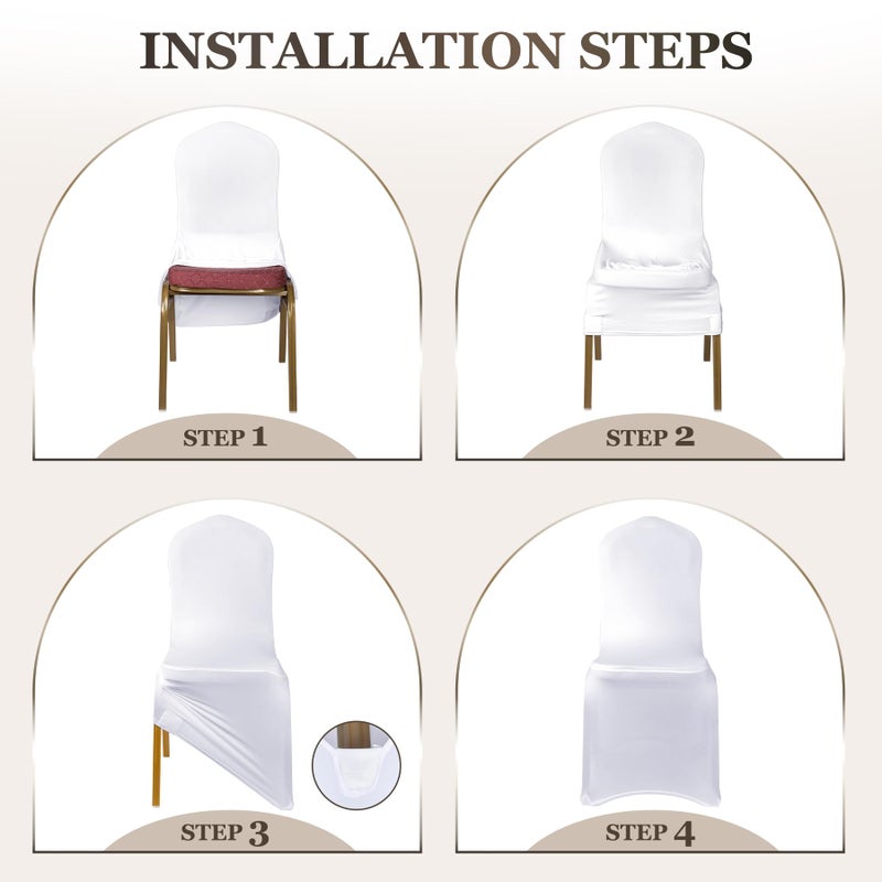 DREAMANIA Banquet Chair Covers - 100PCS Upgraded Stretch Dining Chair Covers - Protector for Wedding Holidays Banquet Party Celebration Event Hotel(White) - Image 4