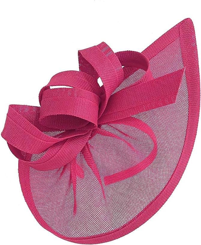 Caprilite Vegan Moon Hoop Fascinator Hat on Headband Wedding Ascot Races Bespoke Sinamay Disc - Image 1