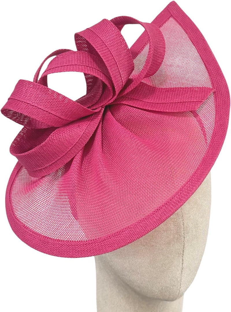 Caprilite Vegan Moon Hoop Fascinator Hat on Headband Wedding Ascot Races Bespoke Sinamay Disc - Image 2
