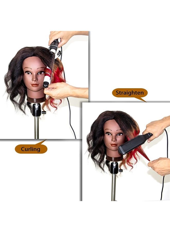 MILLYSHINE Mannequin Head With Hair,100% Real Human Hair 16“, Braiding Styling Doll Head,Beauty School Manikin Head,Curling Dyeing Hairdresser Practice Training Head - Image 4