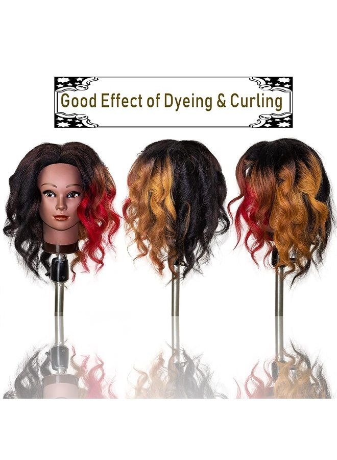 MILLYSHINE Mannequin Head With Hair,100% Real Human Hair 16“, Braiding Styling Doll Head,Beauty School Manikin Head,Curling Dyeing Hairdresser Practice Training Head - Image 3
