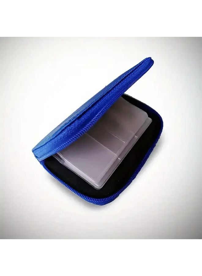 حقيبة تخزين كاميرا PVC محمولة متعددة الوظائف باللون الأزرق تحتوي على 18 فتحة لبطاقات SD و 4 فتحات لبطاقات CF - Image 1