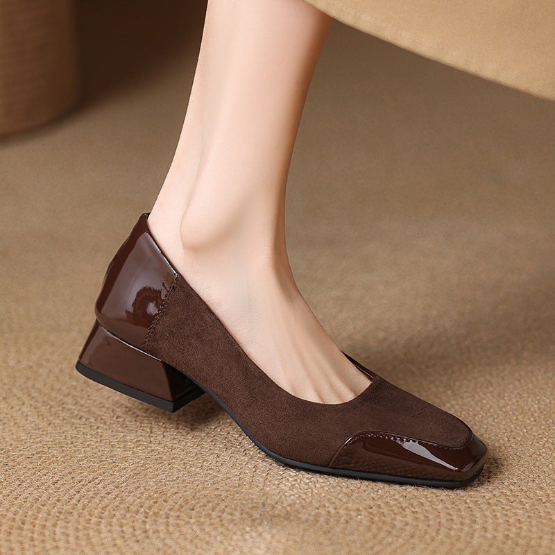 2025 Spring Casual Low Heel 32-43 Size Square Head Splicing All-Match Women'S Single Shoes - Image 3