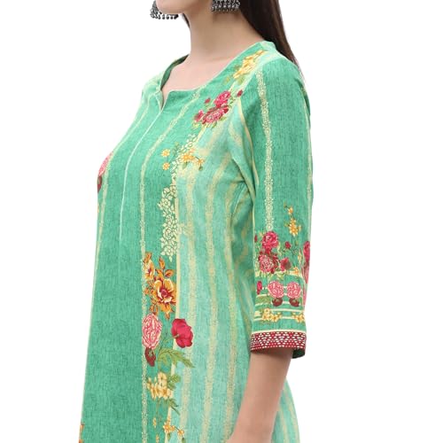 Biba Women Rayon Regular Fit Printed Straight Kurta(Assorted18699_Green_M) - Image 5
