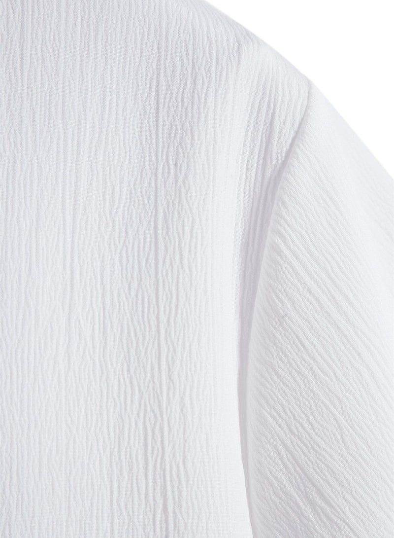 Summer new men's short-sleeved shirt loose solid color button short-sleeved shirt cotton shirt for men  - Image 5