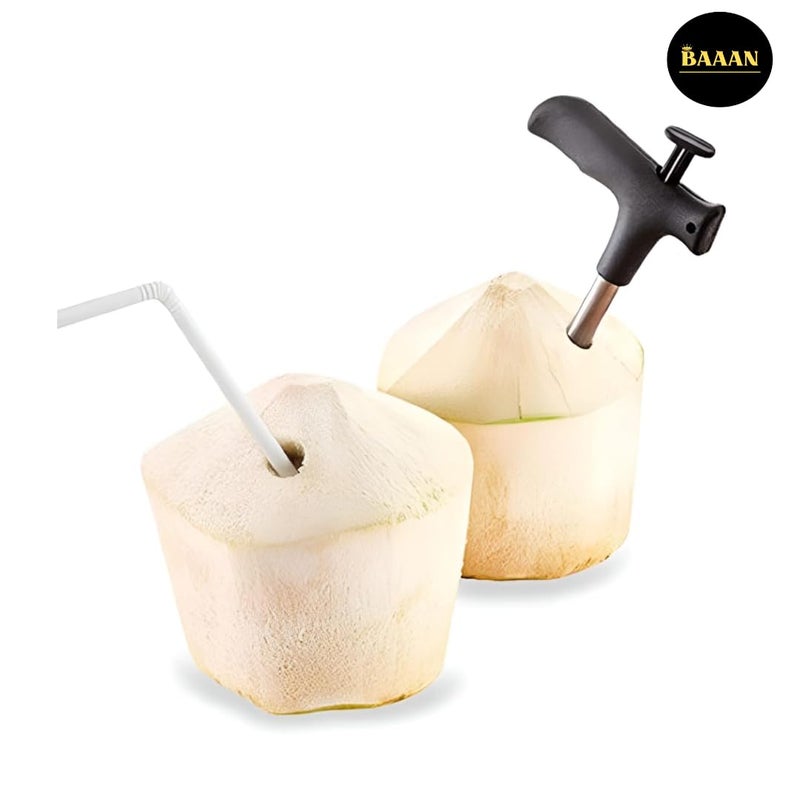 Baaan Stainless Steel Coconut Opener Tool Tender Green Coconut Opener Machine Coconut Hole Driller Opener Rod for Easy Coconut Water Extraction BAAAN Coconut Opener Tool Black - Image 3