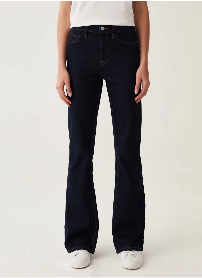 Ovs OVS Flare-Fit, High-Rise Jeans With Fading