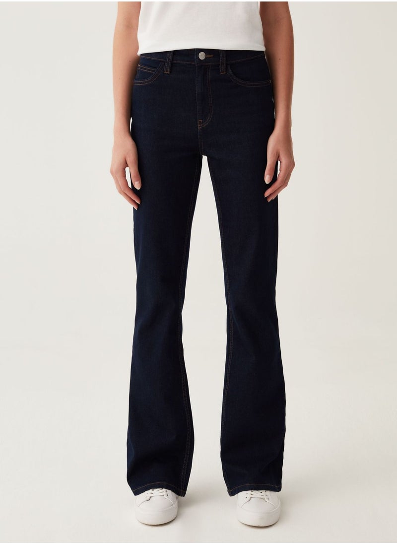 Ovs - OVS Flare-Fit, High-Rise Jeans With Fading - Image 1