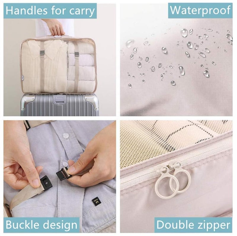 Lyrovo [UPDATED] 7pcs Travel Packing Cubes for clothes Laundry Toiletry Cosmetics Luggage Makeup Pouch Accessories Organizer Bag (Pink) - Image 4