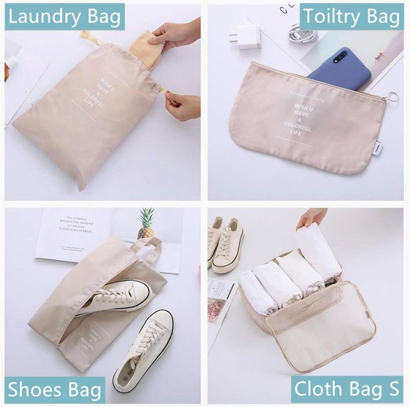 Lyrovo [UPDATED] 7pcs Travel Packing Cubes for clothes Laundry Toiletry Cosmetics Luggage Makeup Pouch Accessories Organizer Bag (Pink) - Image 3