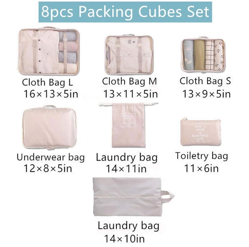 Lyrovo [UPDATED] 7pcs Travel Packing Cubes for clothes Laundry Toiletry Cosmetics Luggage Makeup Pouch Accessories Organizer Bag (Pink) - Image 5