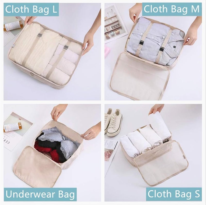 Lyrovo [UPDATED] 7pcs Travel Packing Cubes for clothes Laundry Toiletry Cosmetics Luggage Makeup Pouch Accessories Organizer Bag (Pink) - Image 2