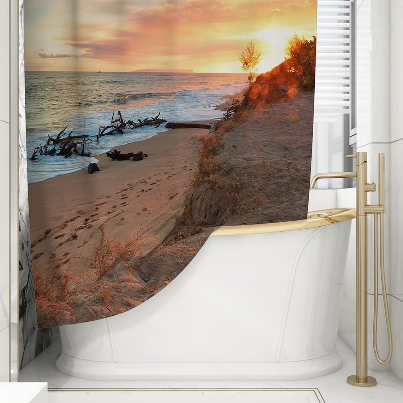 Shelzi Bathroom Curtains with 8 Hook, Polyester Fabric Bath Shower Curtain, Modern Design Printed Curtain for Decorative Waterproof and Washable Bathtub Curtains (80L x 60W Inch) (Design - 8) - Image 1