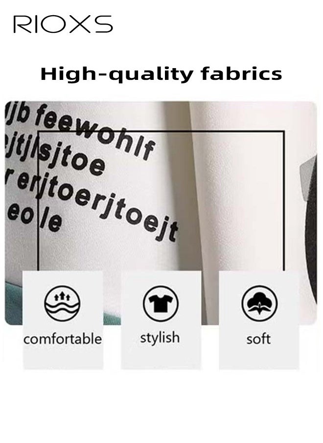 RIOXS Men's 2-Piece Outfits, Graffiti Printed Top And Drawstring Waist Shorts, Fashion Summer Sets For Men, Casual Short Sleeve T-shirt And Shorts Set, Outfits For Teens Men Daily Wear, Versatile Men Clothing Suit Pair With Slipper/Sports Shoes/Sandals  - Image 4