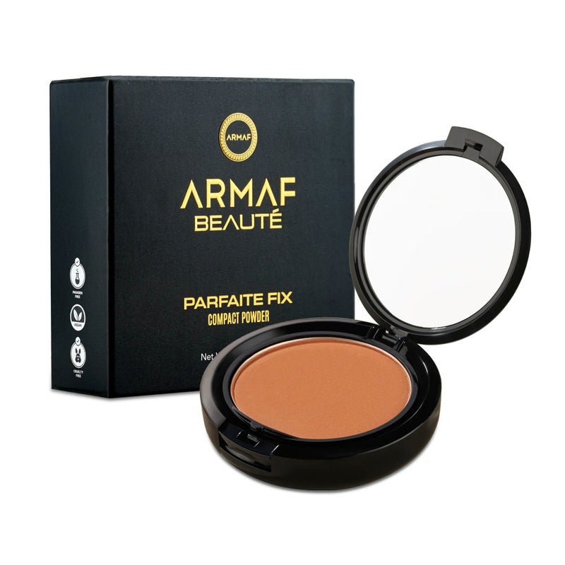 Armaf Beaute بودرة الوجه المضغوطة من أرمف بيوتي بارفيت فيكس، لون تان، تركيبة خفيفة الوزن، خفيفة كريشة، تحكم في الزيت وإنهاء مقاوم للماء، تلطيف سلس وبشرة خالية من العيوب، غير لامعة ومطفية - Image 2