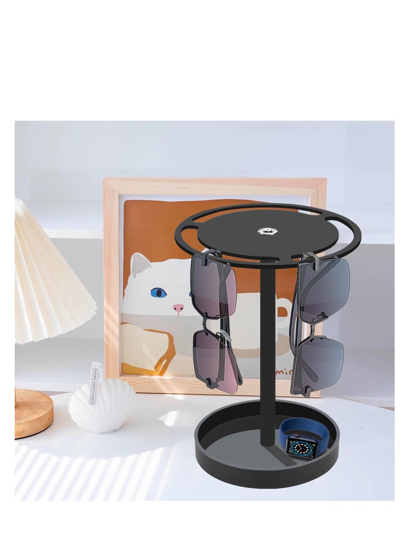 SYOSI Sunglasses Holder Stand, Acrylic Sunglasses Organizer with 360 Rotating, Display Eyeglasses Rack Eyewear Glasses Holder Stand Hanging Organizer for Desk, Dresser, Tabletop, Nightstand, Black - Image 4