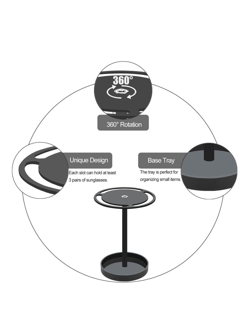SYOSI Sunglasses Holder Stand, Acrylic Sunglasses Organizer with 360 Rotating, Display Eyeglasses Rack Eyewear Glasses Holder Stand Hanging Organizer for Desk, Dresser, Tabletop, Nightstand, Black - Image 3