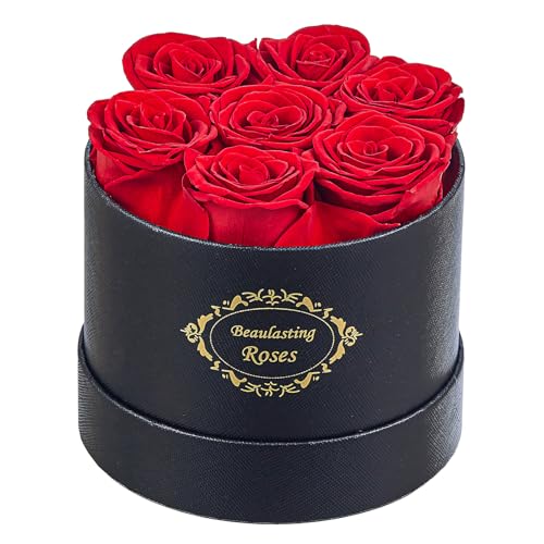 Beaulasting Roses Beaulasting Long Lasting Preserved Roses in a Box Last a Year Forever Flowers for Her Mom Wife Anniversary Birthday (Round Black Box) - Image 1