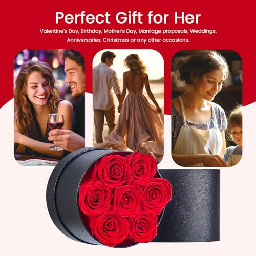 Beaulasting Roses Beaulasting Long Lasting Preserved Roses in a Box Last a Year Forever Flowers for Her Mom Wife Anniversary Birthday (Round Black Box) - Image 3
