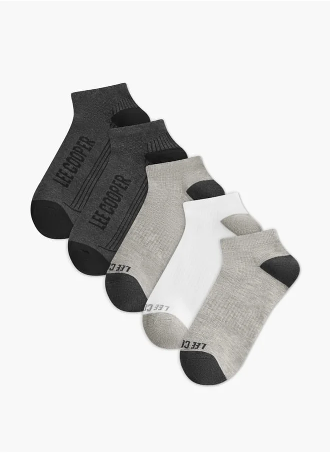 Lee Cooper Men's Logo Print Non-Terry Ankle Length Socks - Set of 5