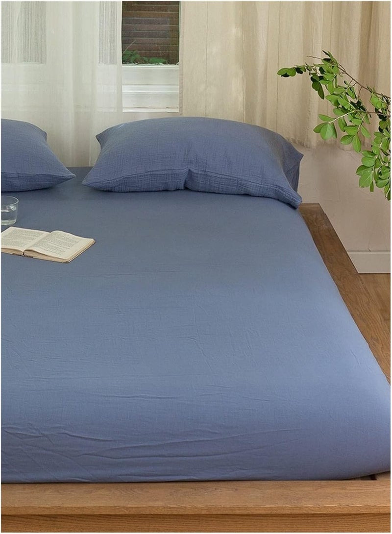 Three-Layer Yarn Cotton Four-Piece Gauze Soft Breathable Bare Sleeping Skin-Friendly Bed Sheet Quilt Cover Home Textile(Oatmeal Color,1.8 m Bed-4) - Image 5