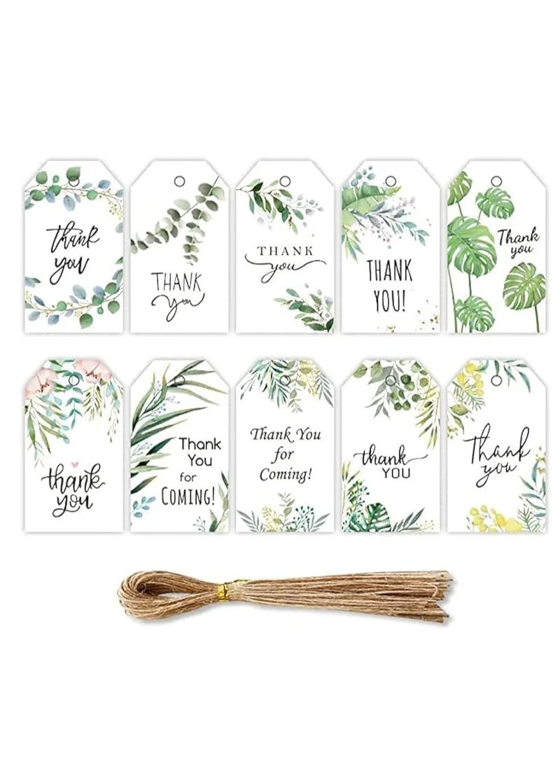 ٥٠ قطعة كروت شكرا من علامات هدايا عيد الميلاد ، علامات ورق كرافت لتغليف الهدايا، ملصقات معلقة بخيوط من الخيش - Image 1