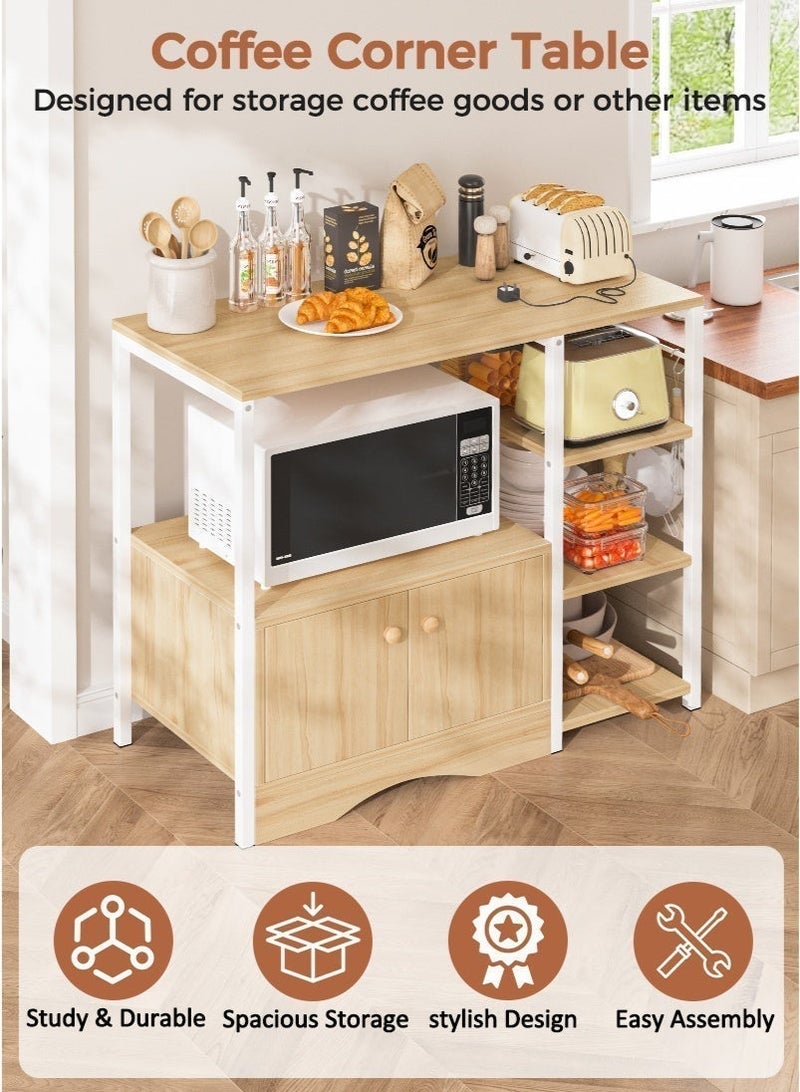 Stubborn Coffee Corner with Storage Cabinet and 5 Hook, Easy Assembly Kitchen Cabinet, 3-Tier Coffee Corner Table, Durable Kitchen Rack for Living Room, Corner, 90 * 34 * 81.2cm - Image 3