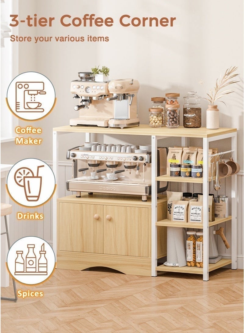 Stubborn Coffee Corner with Storage Cabinet and 5 Hook, Easy Assembly Kitchen Cabinet, 3-Tier Coffee Corner Table, Durable Kitchen Rack for Living Room, Corner, 90 * 34 * 81.2cm - Image 4