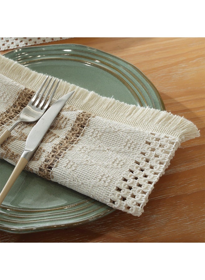 هومستر بوهو بلايسماتس مجموعة من 6، بني، مربع، 11.8 "x19.6"، بطانة القطن الطبيعي، لتناول الطعام طاولة مركزية، عيد الشكر ديكورات المنزل - Image 4