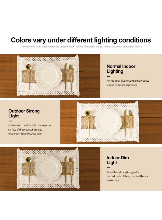 هومستر بوهو بلايسماتس مجموعة من 6، بني، مربع، 11.8 "x19.6"، بطانة القطن الطبيعي، لتناول الطعام طاولة مركزية، عيد الشكر ديكورات المنزل - Image 3