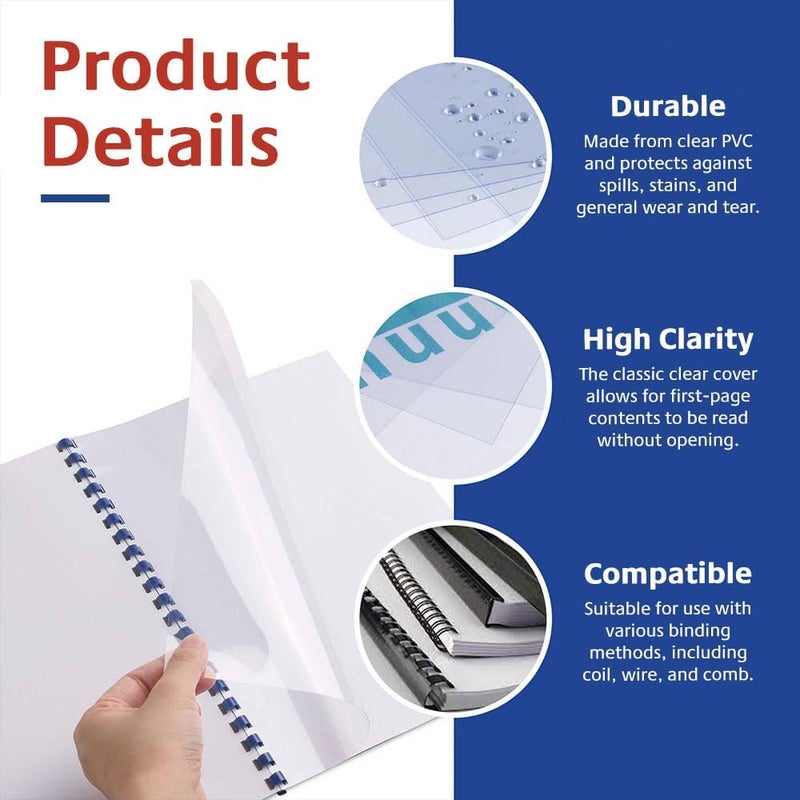 TruBind Binding Covers for Reports and Presentations - Crystal Clear PVC - 7 Mil Thick - Letter Size - 8 1/2 inch x 11 inch - Square Corners - No Tissue Interleaving - 100/Bx (CVR-07ASN) - Image 4