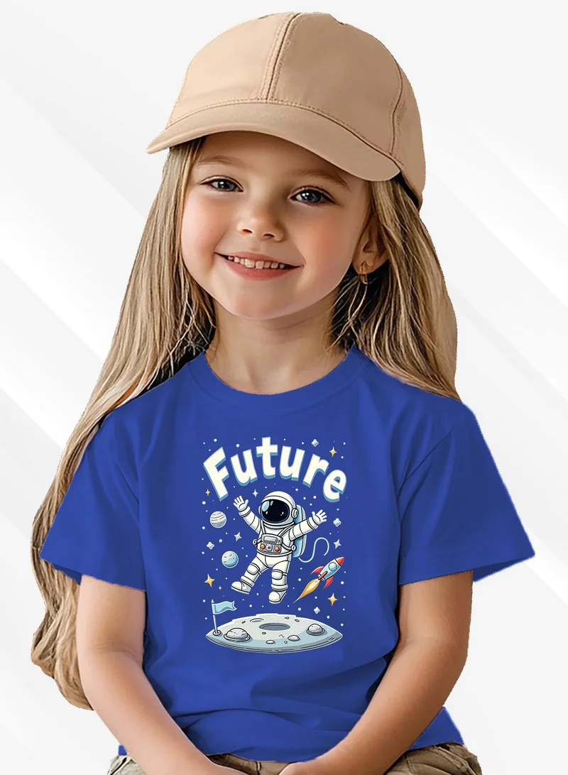 Funkaar blue Funkaar Astronaut Future Space T-Shirt – 100% Cotton, Bio-Washed, Super Combed, Tagless, Soft & Durable Casual Wear for Kids  | Best Price UAE