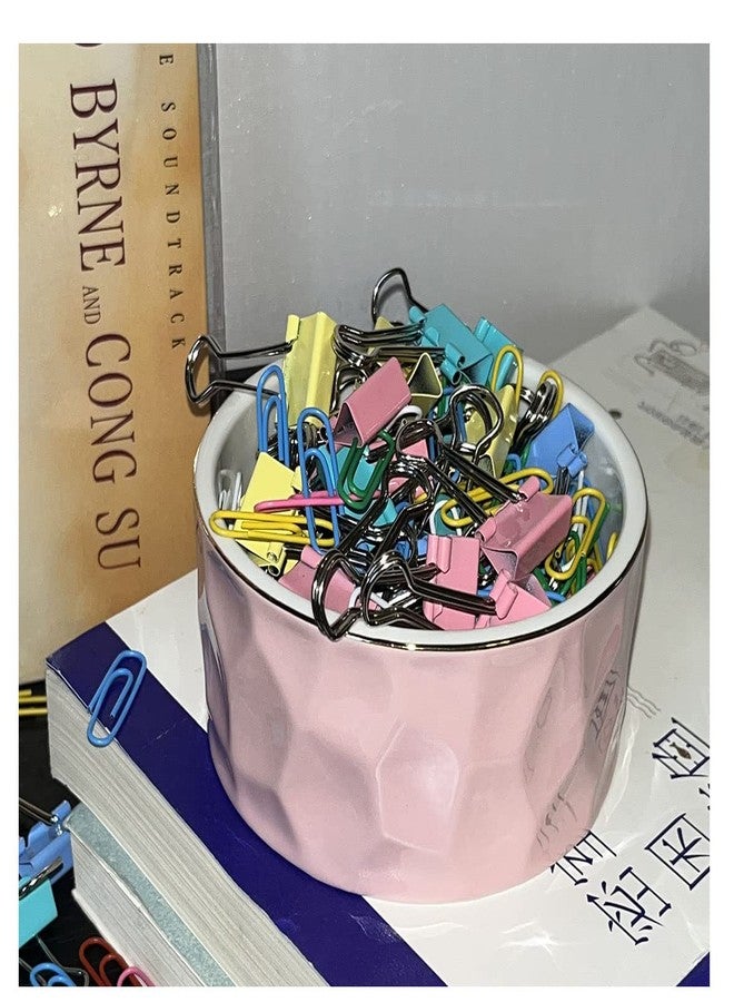 Aewill Ceramic Paper Clip Holder Ceramic Paper Clip Dispenser Organizer for Office Desk Binder Clip Holder (Pink) - Image 4