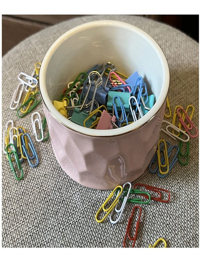 Aewill Ceramic Paper Clip Holder Ceramic Paper Clip Dispenser Organizer for Office Desk Binder Clip Holder (Pink) - Image 3