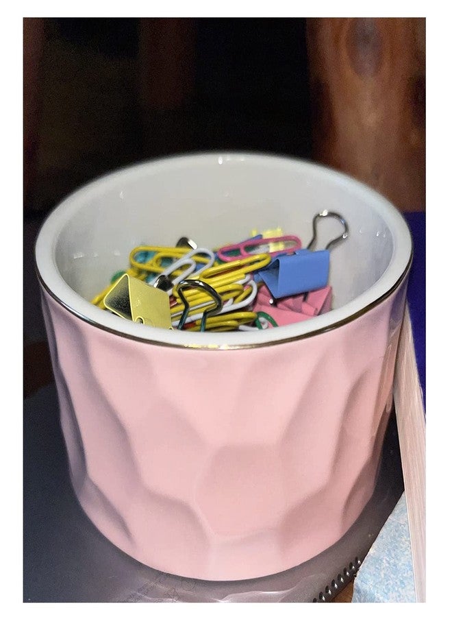 Aewill Ceramic Paper Clip Holder Ceramic Paper Clip Dispenser Organizer for Office Desk Binder Clip Holder (Pink) - Image 2