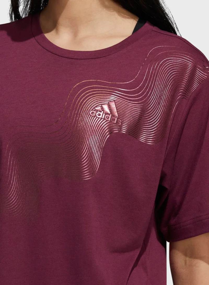 Adidas Holiday Shine Graphic Universal Cropped T-Shirt