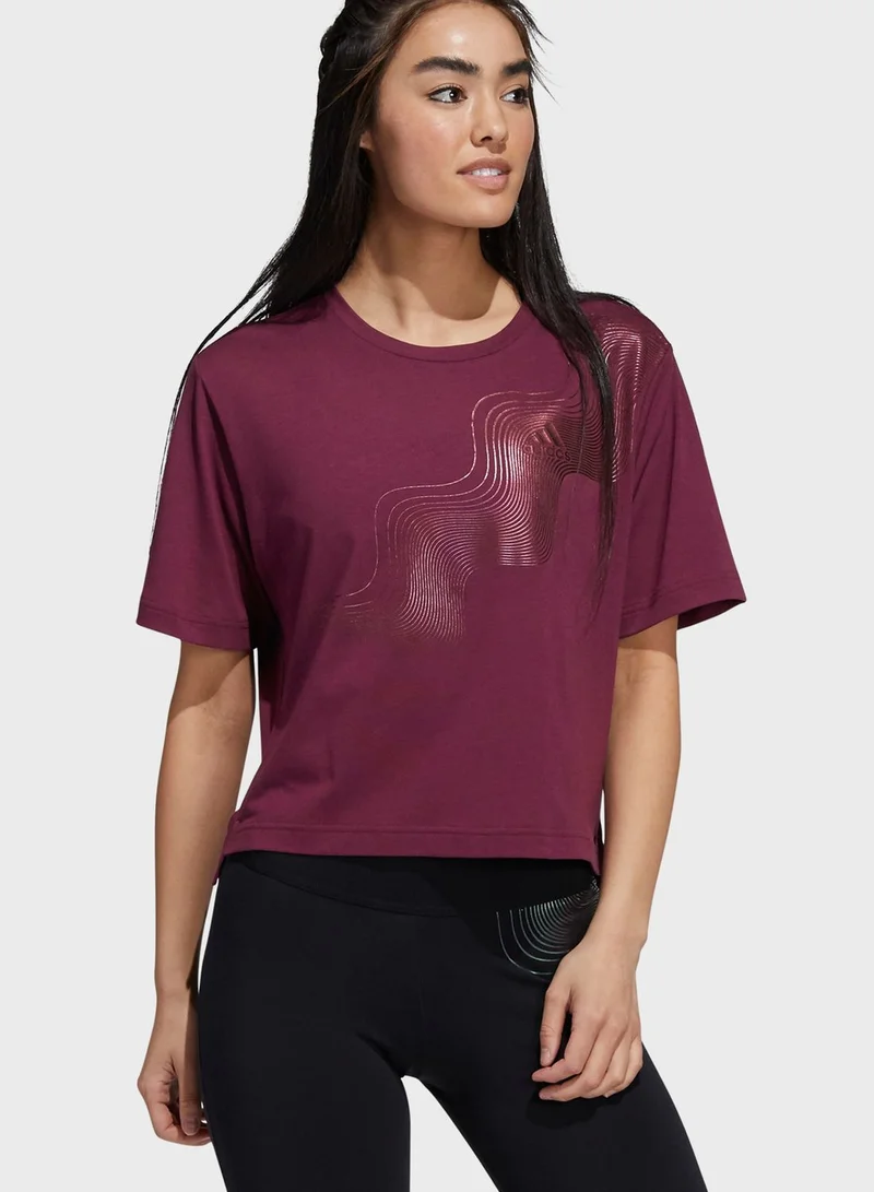 Adidas Holiday Shine Graphic Universal Cropped T-Shirt