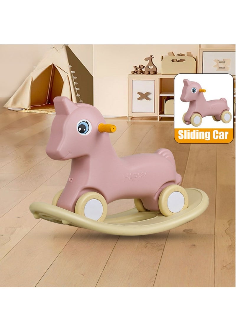 2 in 1 Rocking Horse Kid Balance Bike Toddler Ride On Toys with Detachable Balance Board Push Handle and 4 Smooth Wheels for Boys Girls，Easy to Swing and Assemble  - Image 1