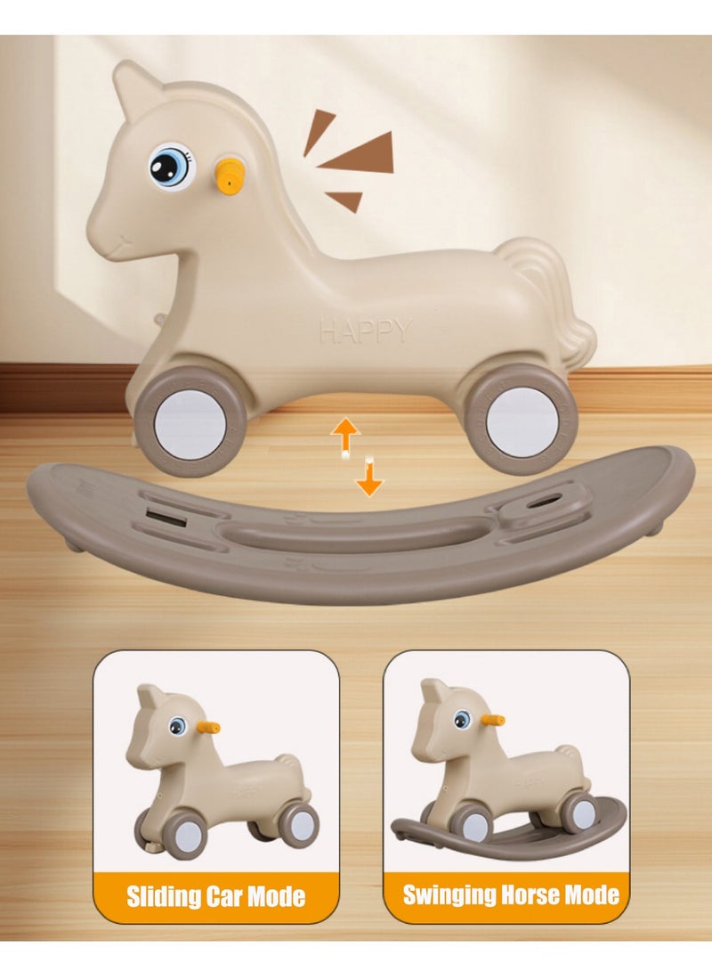 2 in 1 Rocking Horse Kid Balance Bike Toddler Ride On Toys with Detachable Balance Board Push Handle and 4 Smooth Wheels for Boys Girls，Easy to Swing and Assemble  - Image 3