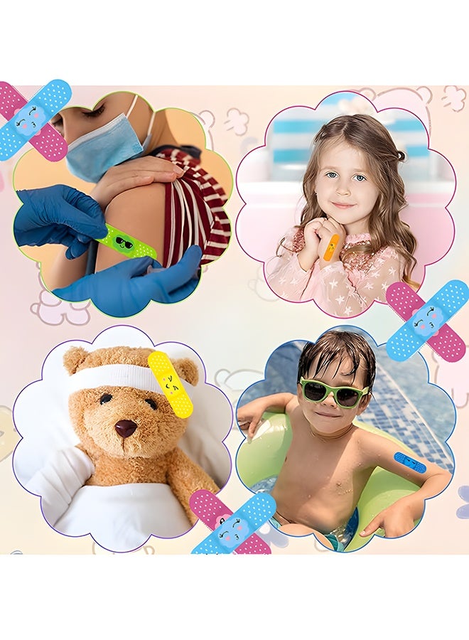 ٨٠ قطعة من ضمادات الأطفال الكرتونية (٥ ألوان، ١٠ قطع من كل لون)، ضمادات لاصقة لطيفة على شكل رموز تعبيرية مبتسمة للأطفال، ضمادات إسعافات أولية لطيفة على البشرة، قابلة للتهوية، ومقاومة للماء للجروح والخدوش الطفيفة - Image 4