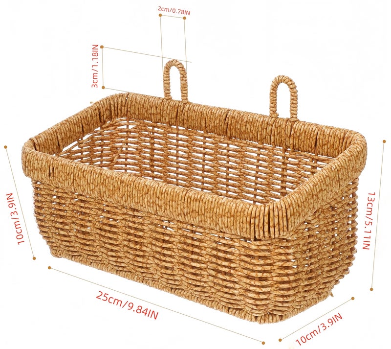 Wionin 11 inches Wall Hanging Baskets Woven Basket Boho Style Fruit Basket Storage Baskets for Organizing Home Kitchen Garden Plants Hanging Decoration - Image 2