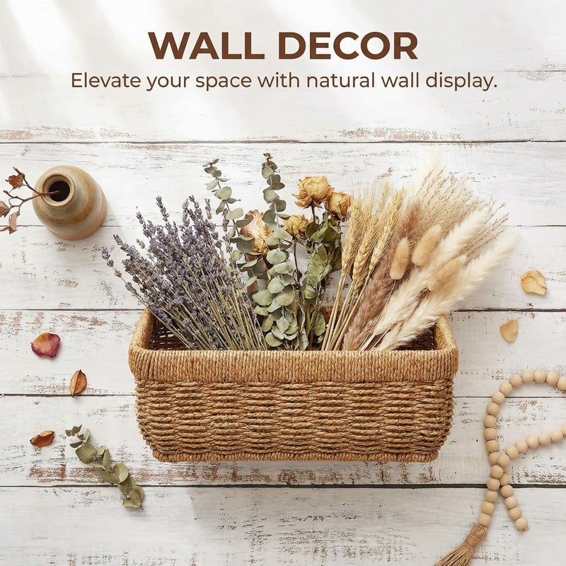 Wionin 11 inches Wall Hanging Baskets Woven Basket Boho Style Fruit Basket Storage Baskets for Organizing Home Kitchen Garden Plants Hanging Decoration - Image 5